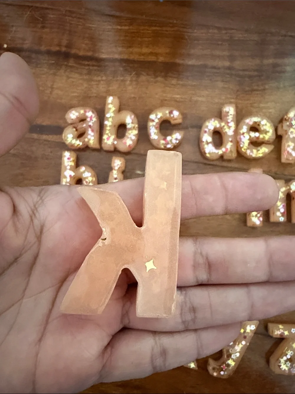 Alphabet Resin Magnets with Multicolor Glitter